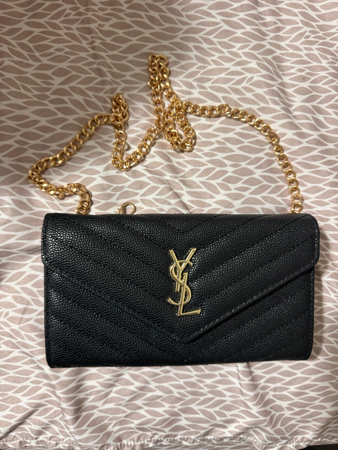 Inspired Yves Saint Laurent Black Leather Wallet on Chain - photo 2