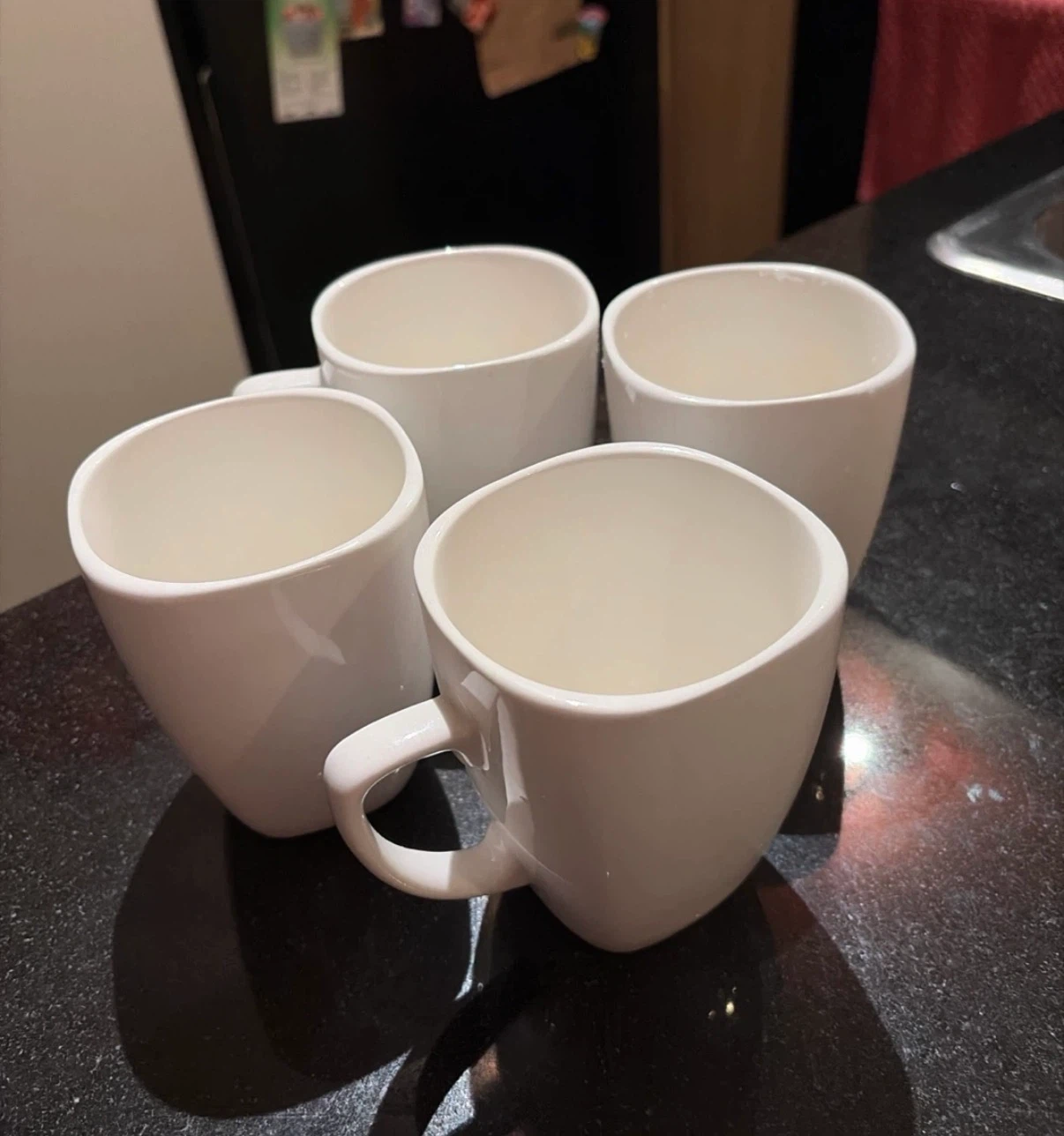 Set of 4 White Ceramic Mugs
