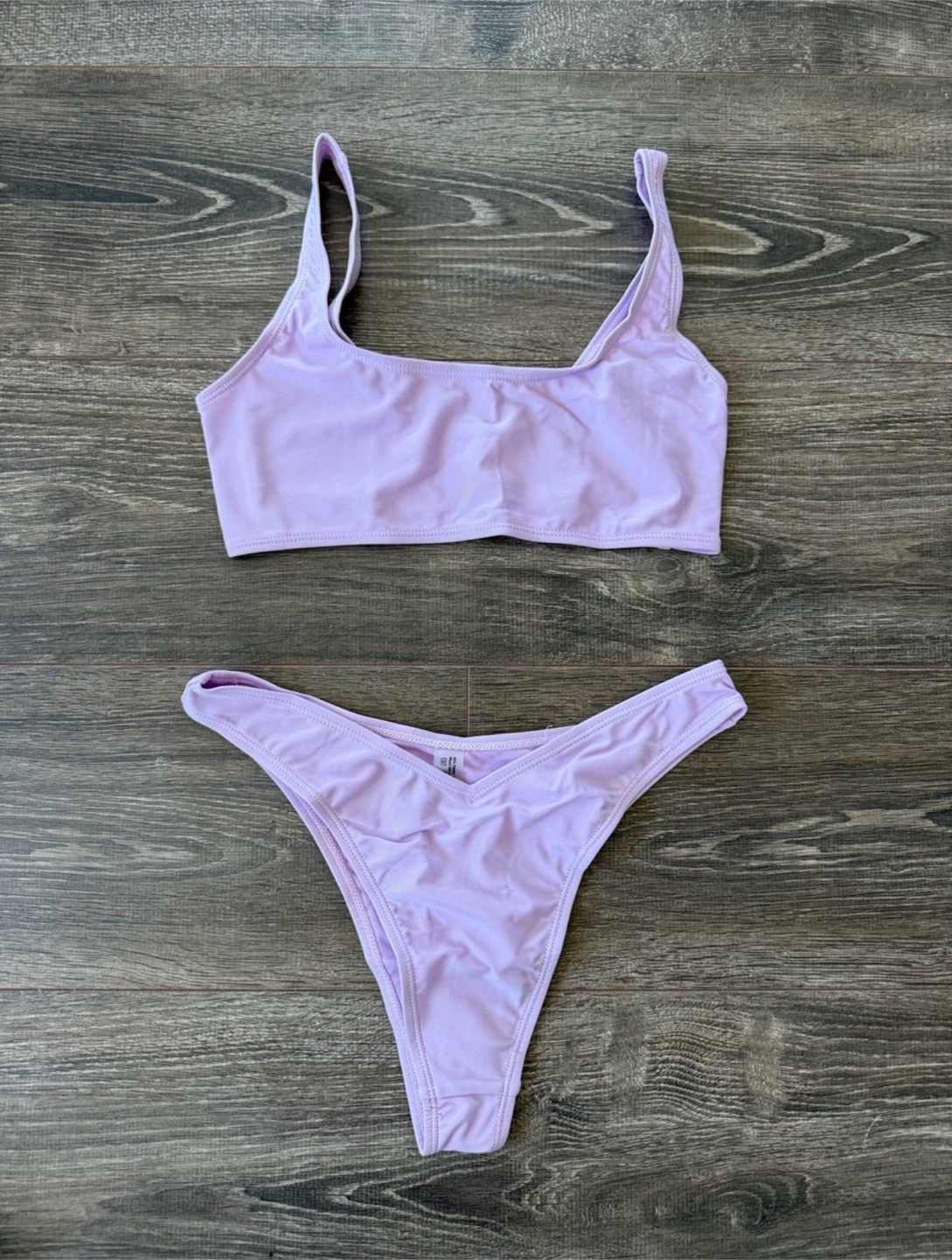 New Lilac Bikini Top with High-Cut Bottoms