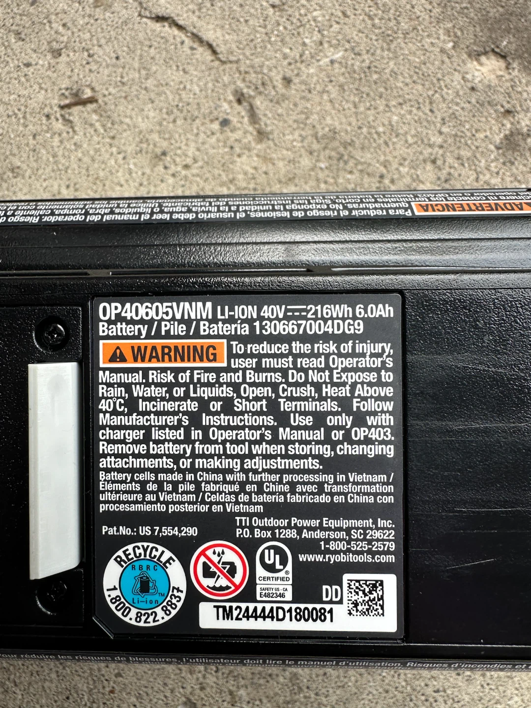 Ryobi 40V Lithium 6Ah Battery - photo 2