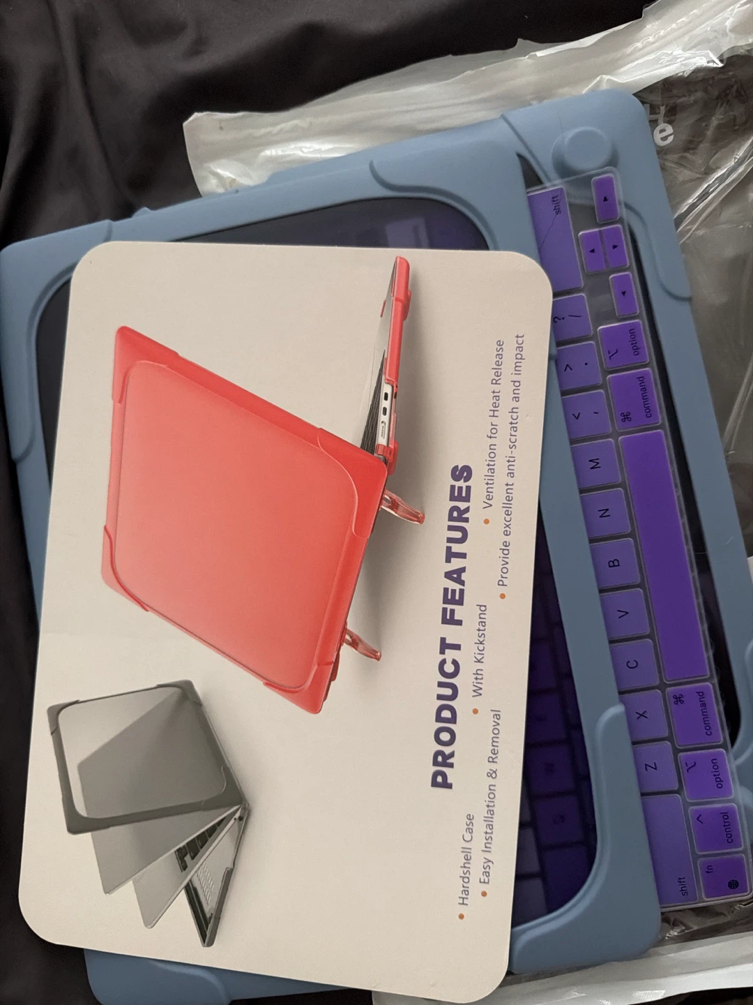 Light Blue Hard Shell Laptop Case with Purple Keyboard Cover
