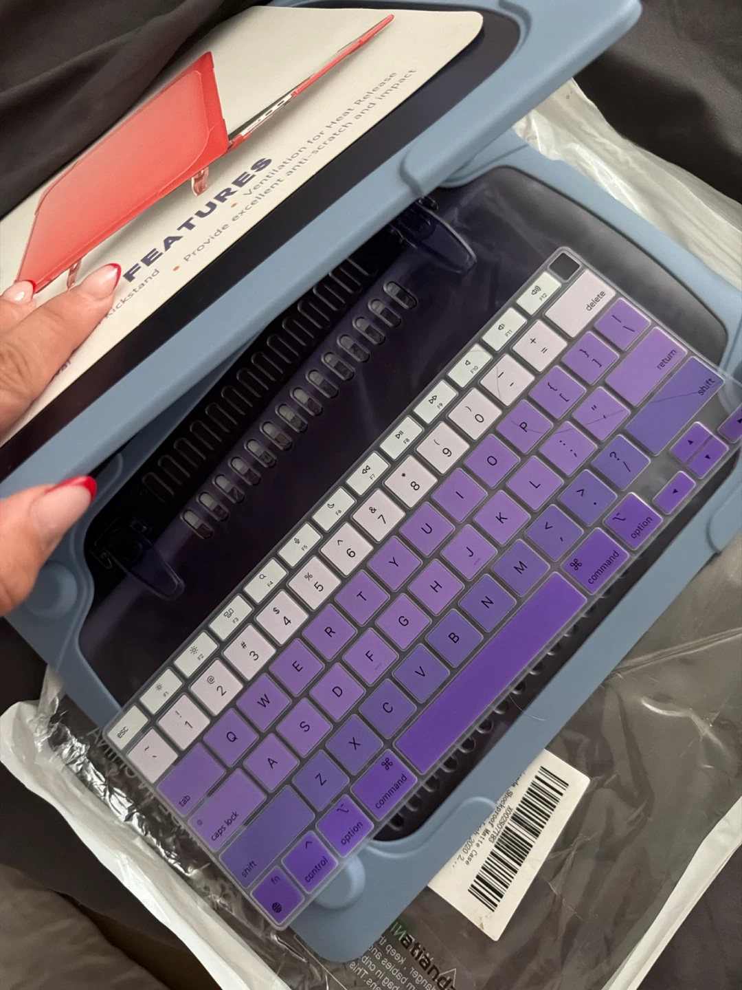 Light Blue Hard Shell Laptop Case with Purple Keyboard Cover - photo 2