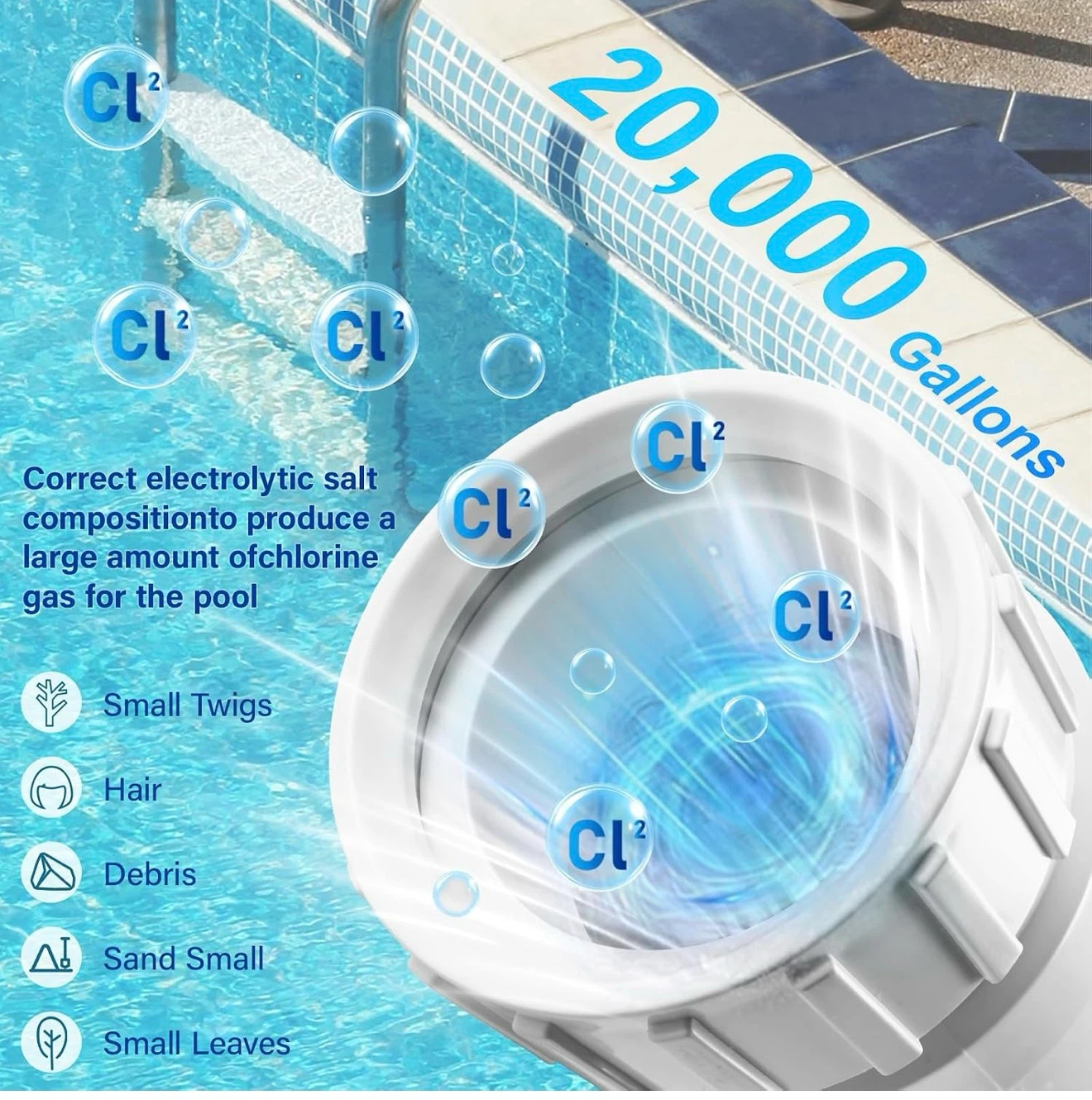 T-Cell-5 Pool Salt for Compatible Hayward GLX-CELL-20K Gallon - photo 3