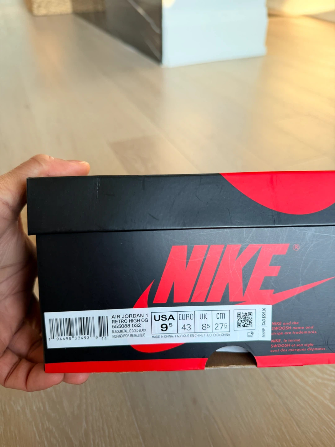 Nike Air Jordan 1 Retro High OG Black Metallic Gold Sneakers - photo 4