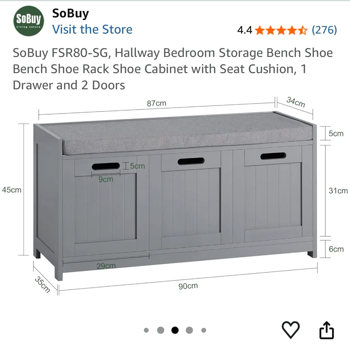 Bench Shoe Rack Shoe Cabinet with Seat Cushion - photo 5