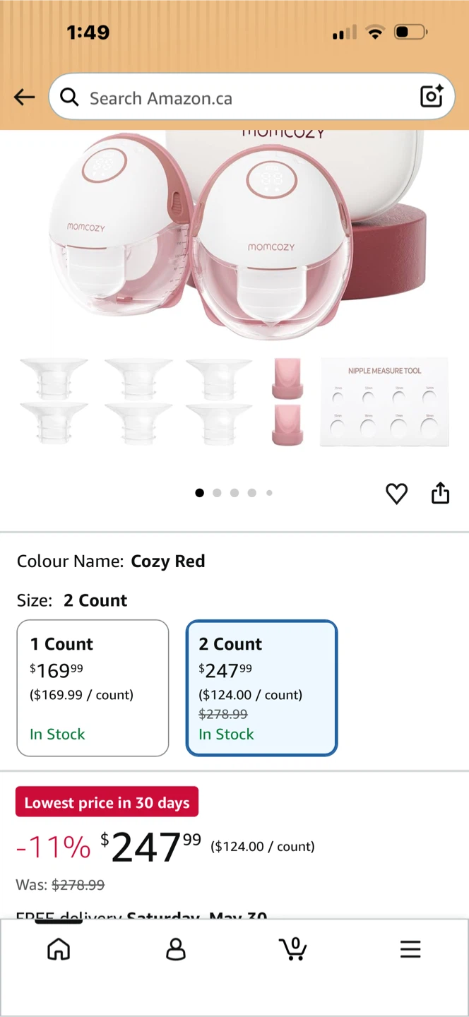 Momcozy Hands-Free Breast Pump Cozy Red 2 Count - photo 2