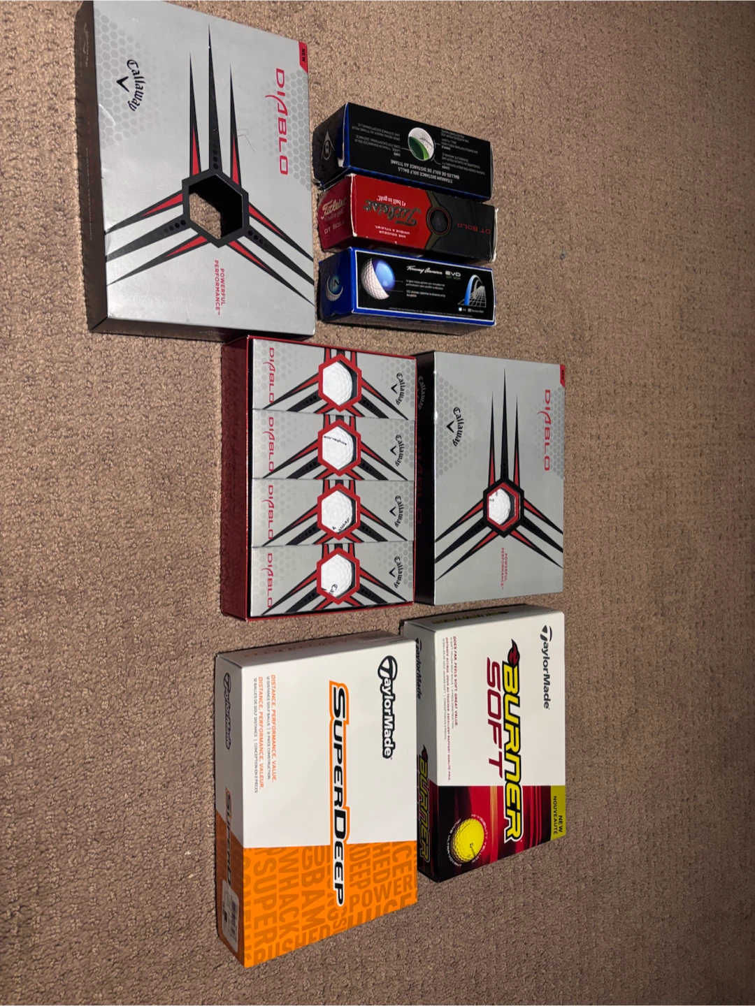 Callaway Diablo Golf Balls and TaylorMade Burner Soft Golf Balls