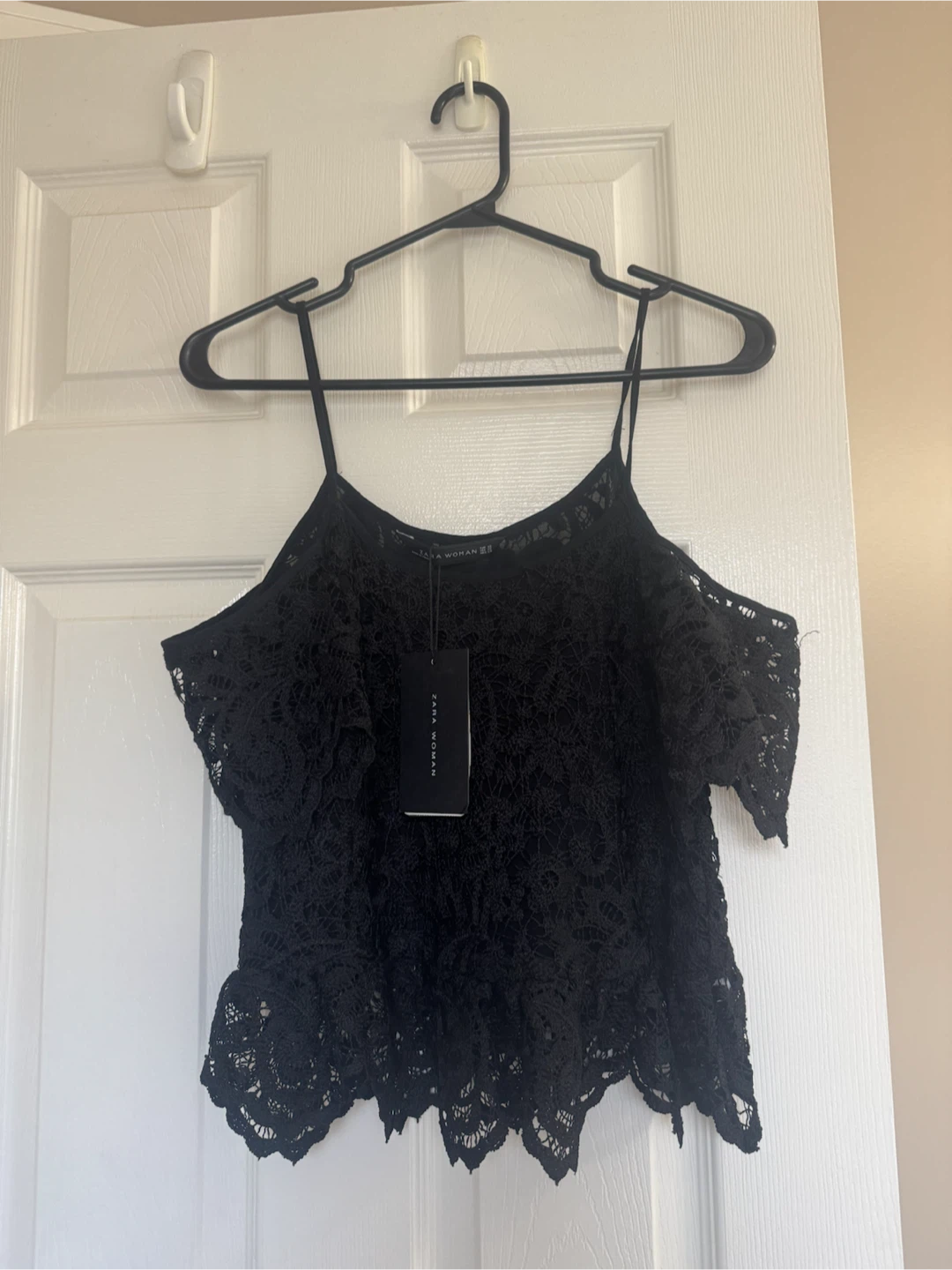 Zara Black Lace Cold Shoulder Top