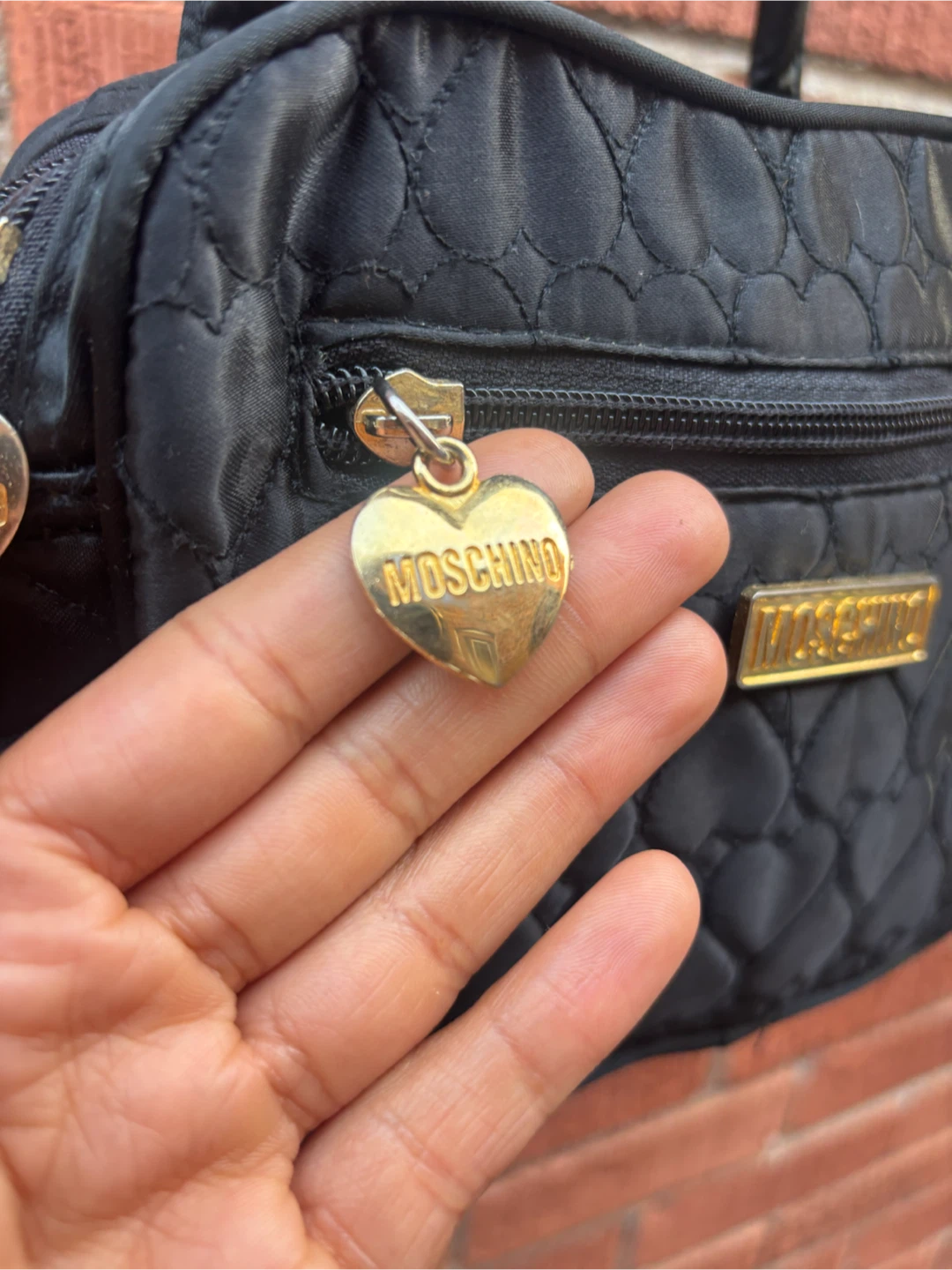 Moschino Black Quilted Heart Satchel Bag - photo 3