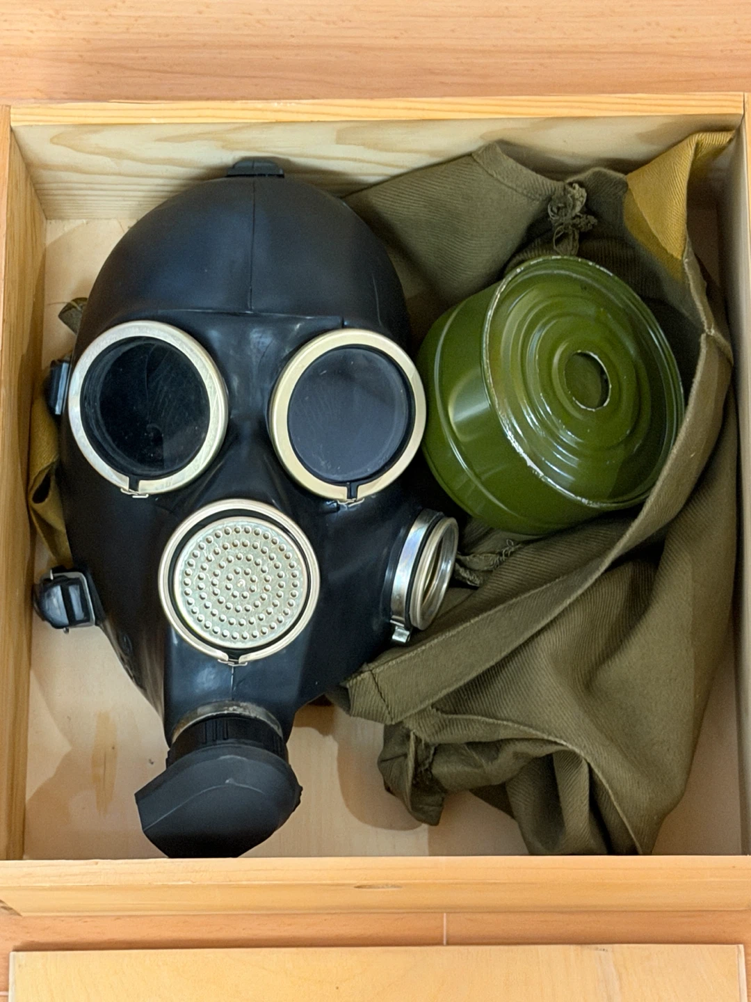 Black Gas Mask with Filter and Bag