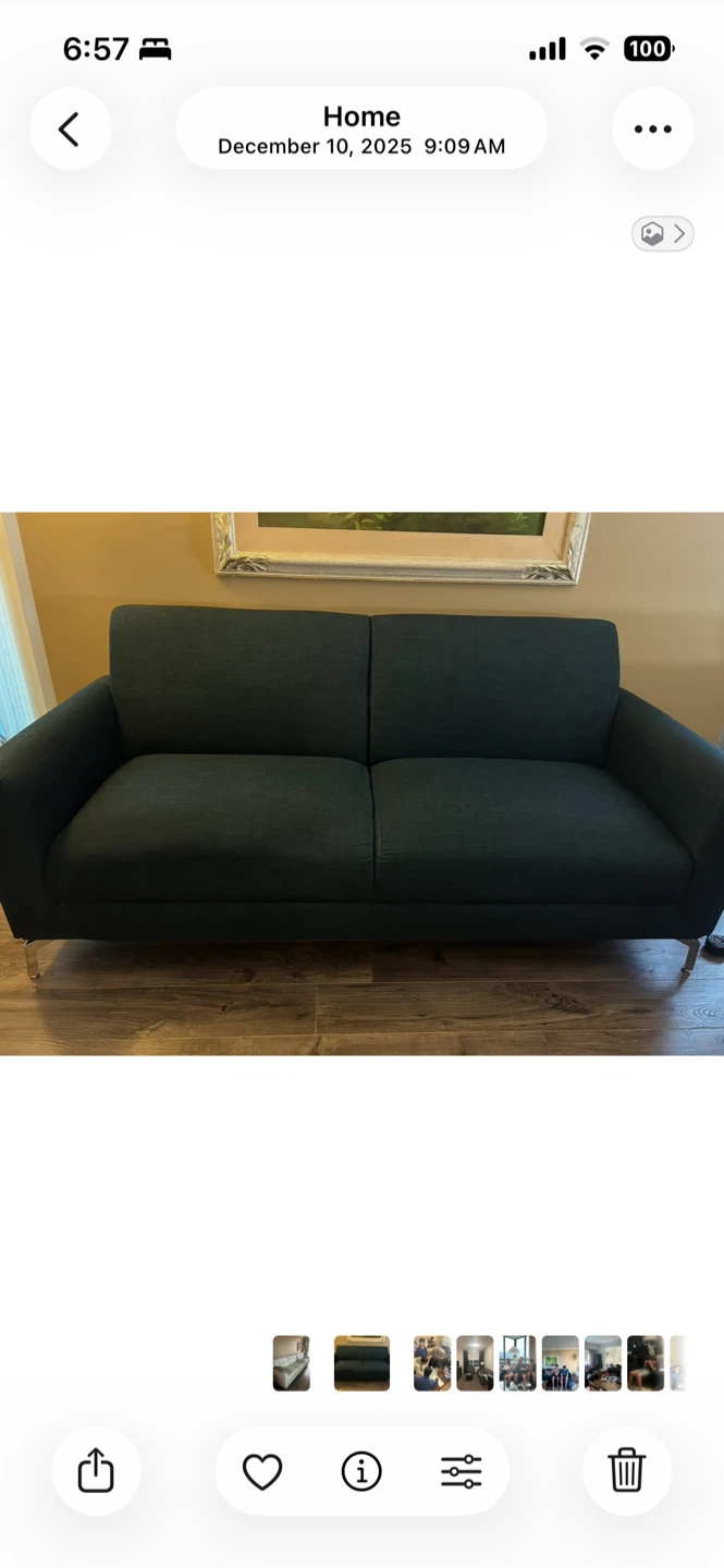 Dark Green Two-Seater Sofa