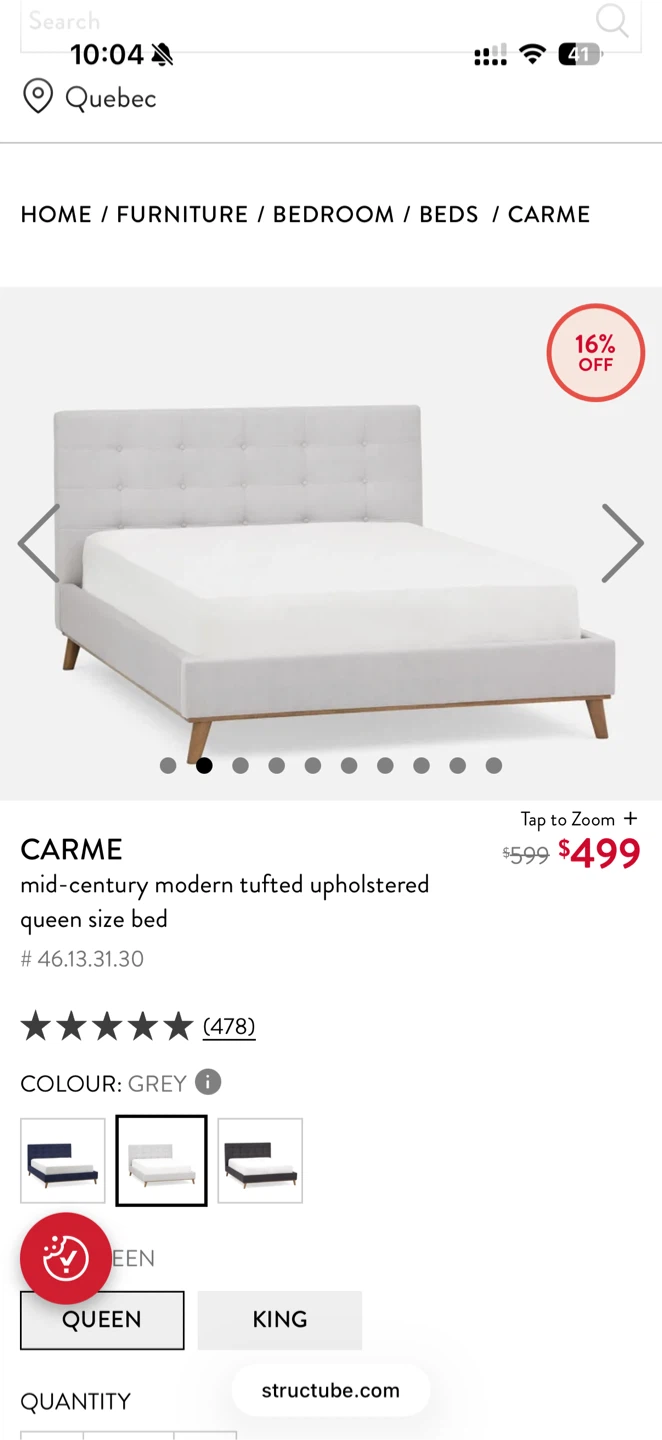 CARME Tufted Upholstered Queen Bed Frame - photo 2