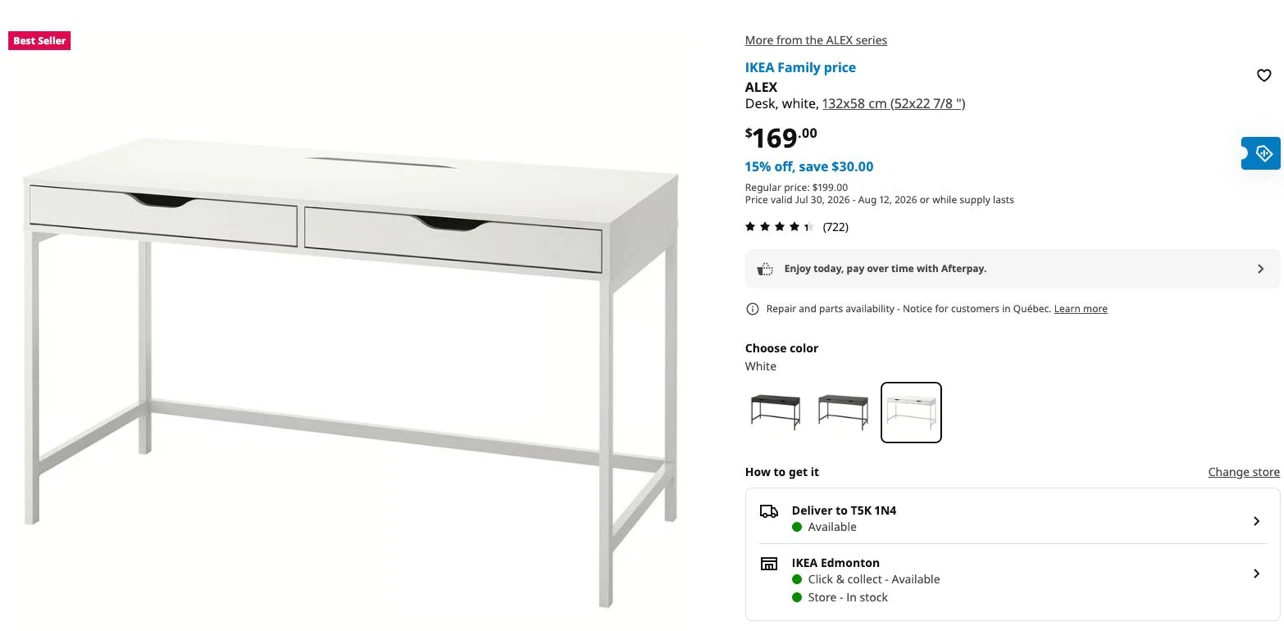 IKEA ALEX Desk in White - photo 3