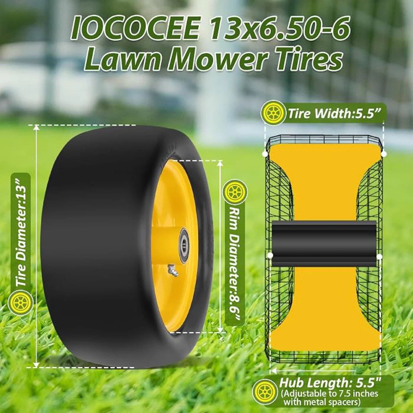 2 Pcs 13x6.50-6 Lawn Mower Tires - New - photo 4