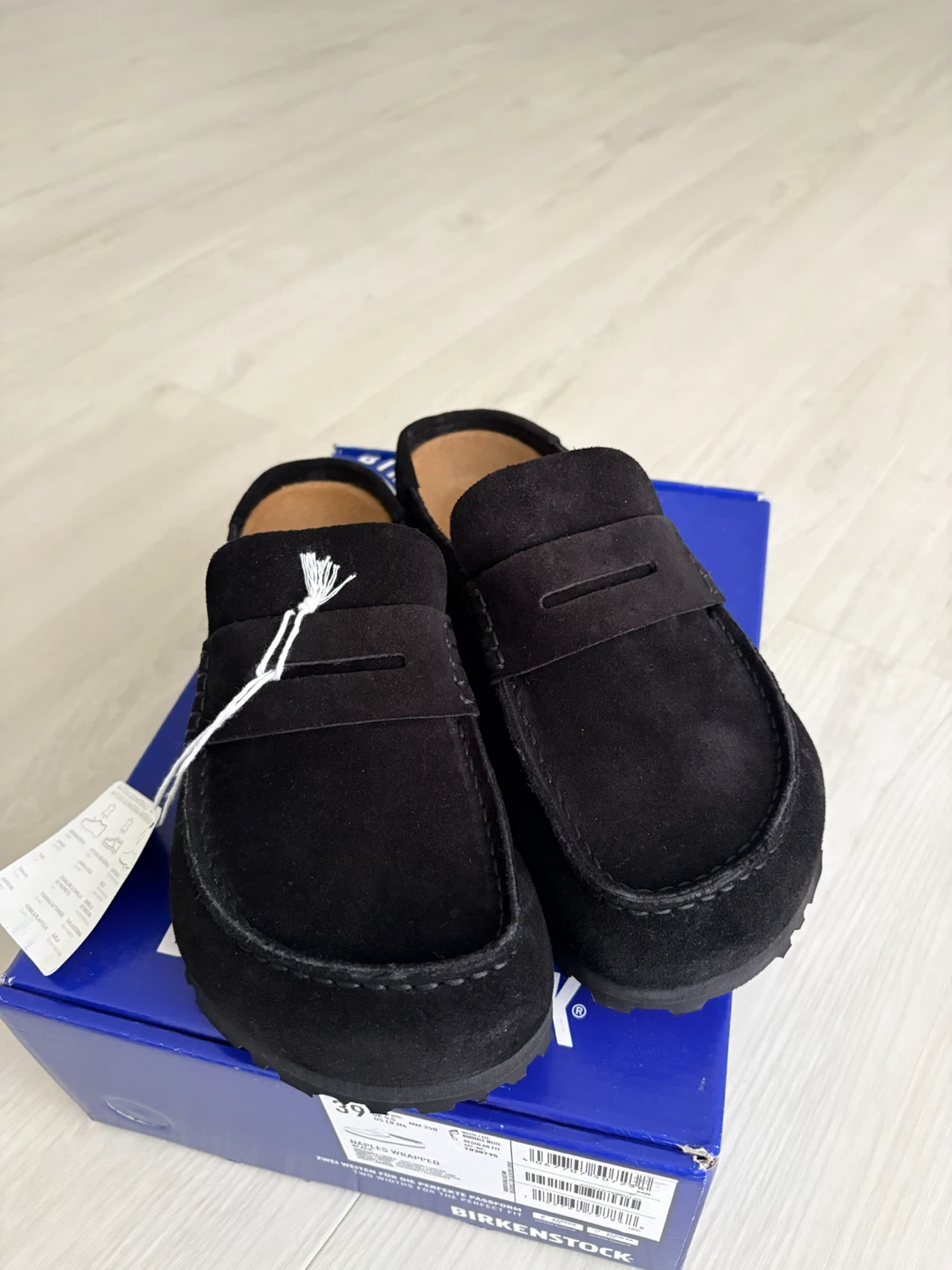 Birkenstock Naples Wrapped Black Suede Loafers Size 39