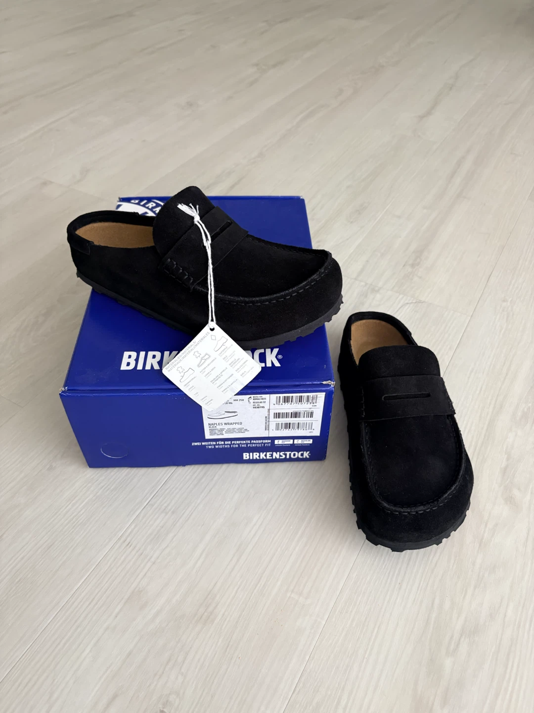 Birkenstock Naples Wrapped Black Suede Loafers Size 39 - photo 3