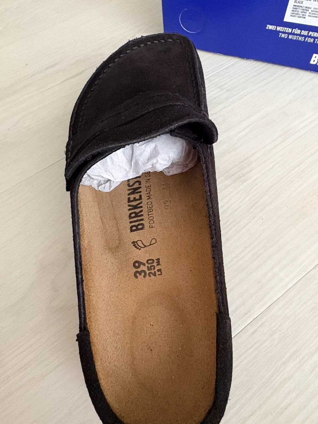 Birkenstock Naples Wrapped Black Suede Loafers Size 39 - photo 4