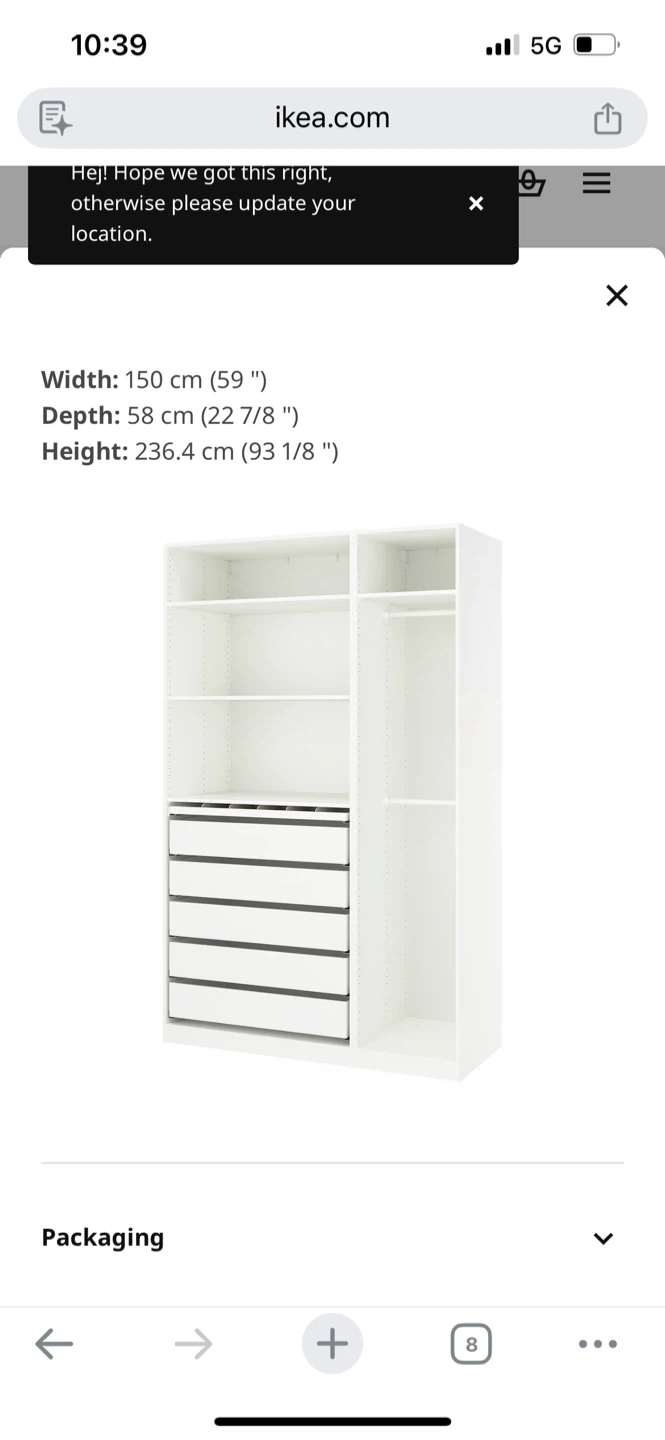IKEA pax Dark Wood Wardrobe with Mirror door - photo 3