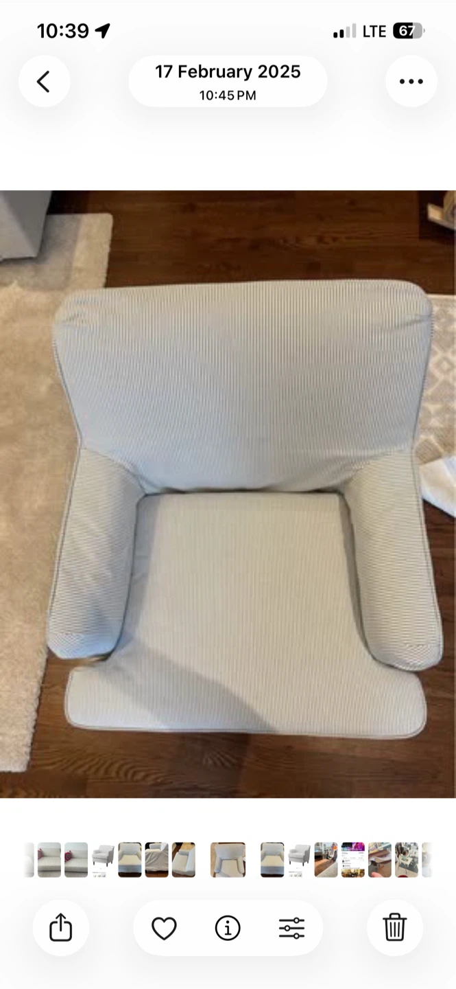 IKEA ROCKSJÖN Armchair – Gray/White Stripe – Excellent Condition