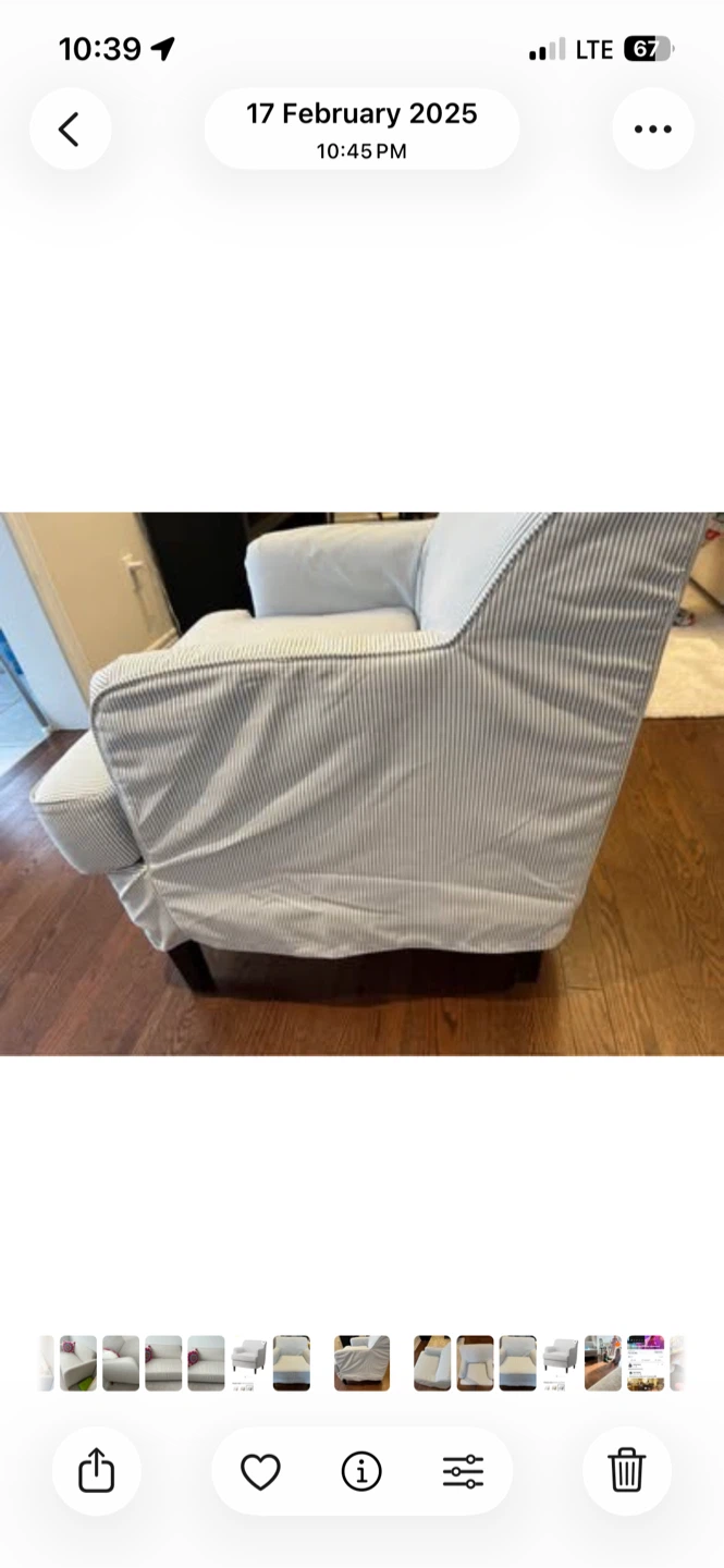 IKEA ROCKSJÖN Armchair – Gray/White Stripe – Excellent Condition - photo 2