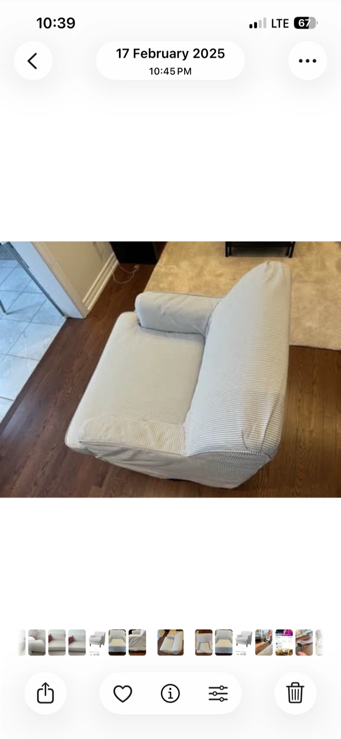 IKEA ROCKSJÖN Armchair – Gray/White Stripe – Excellent Condition - photo 3