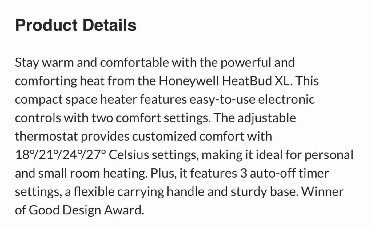 Honeywell heatbud XL space heater - photo 4
