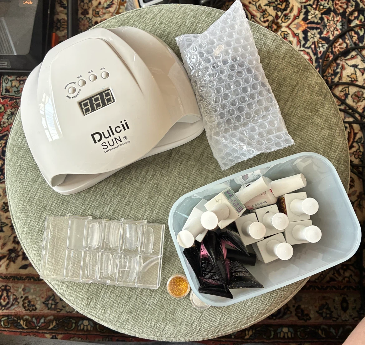 Dulcii SUN UV LED Nail Lamp, gel polishes, nail forms, glitter