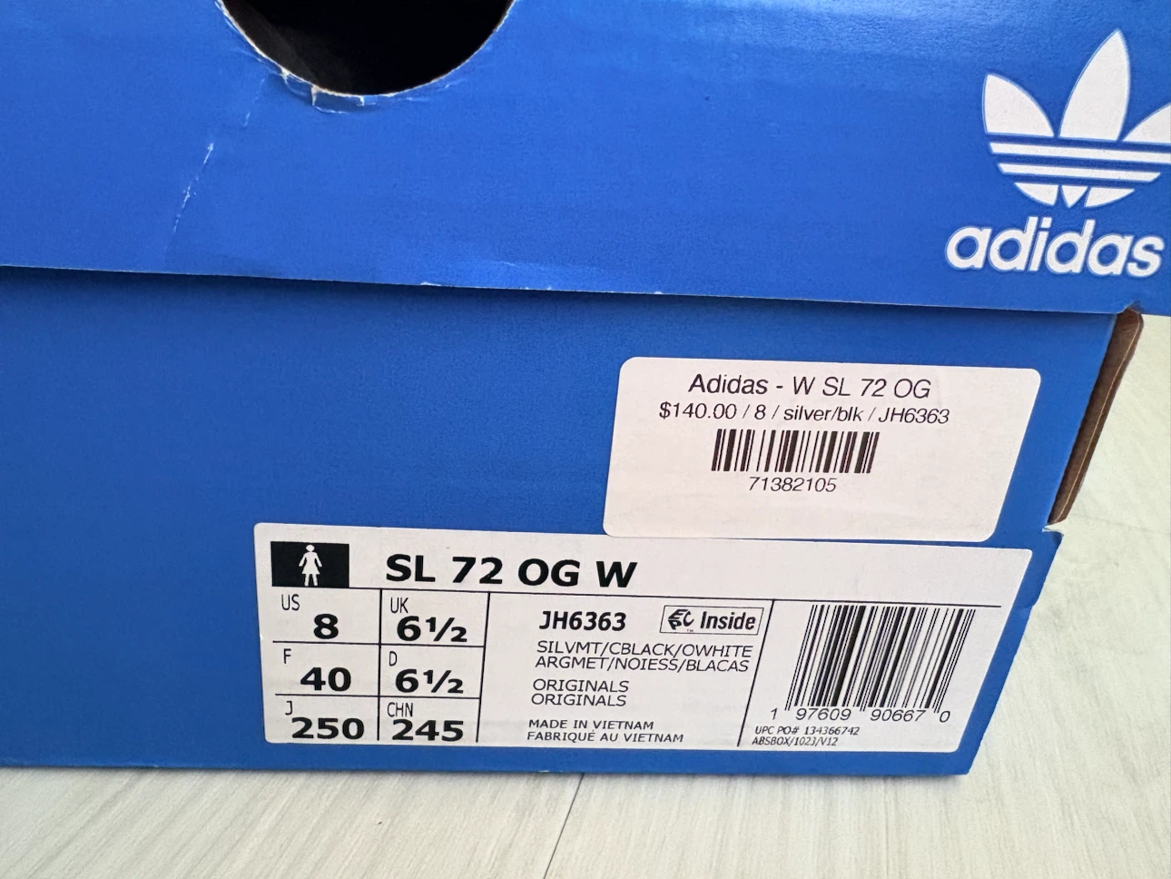 Adidas SL 72 OG W Women's Silver/Black Shoes - Size 8 - photo 5