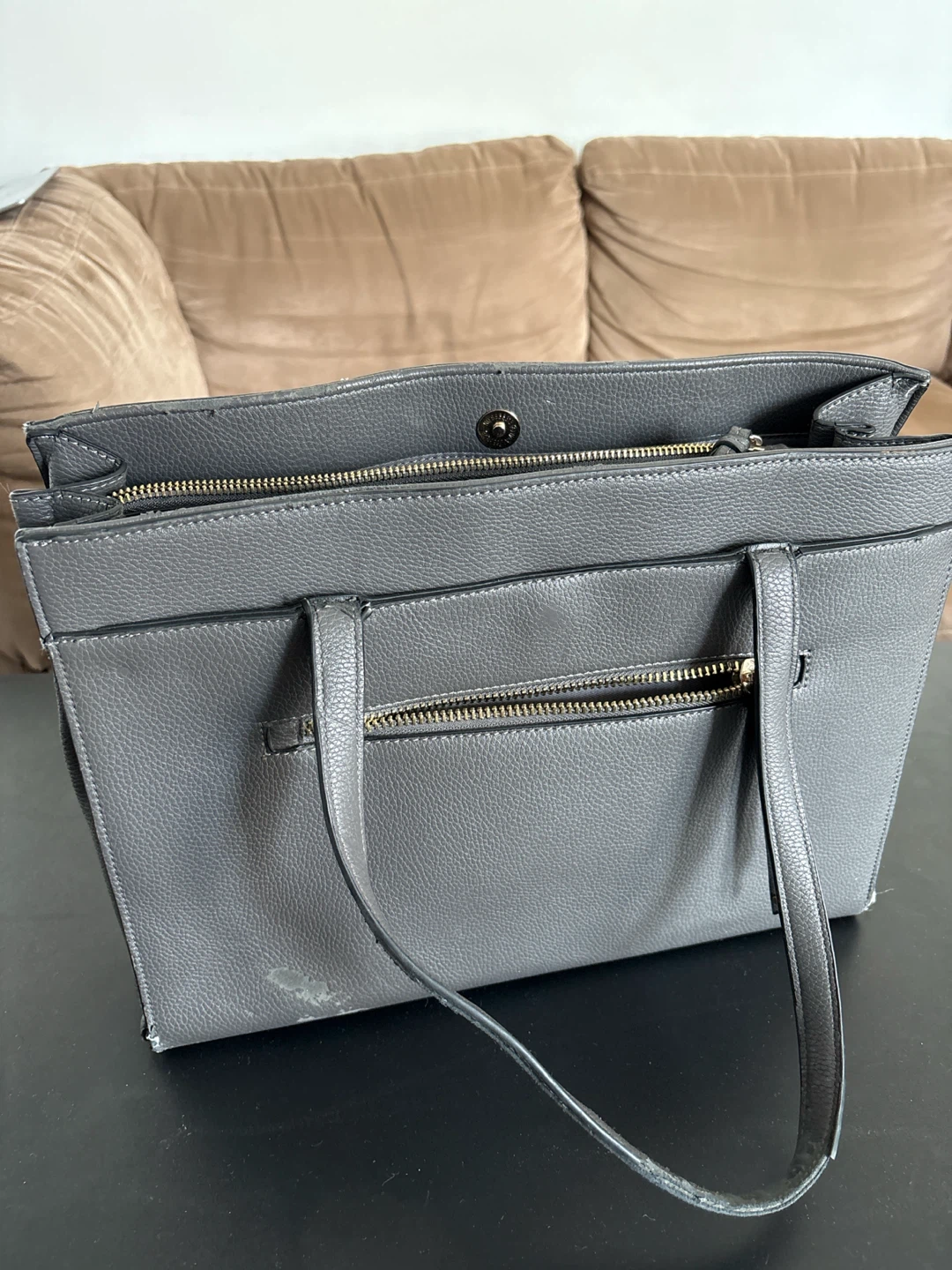 Grey Faux Leather Tote Bag - photo 3