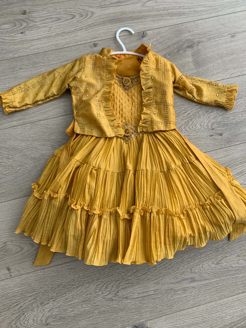 Gold Ruffled Dress with Jacket
