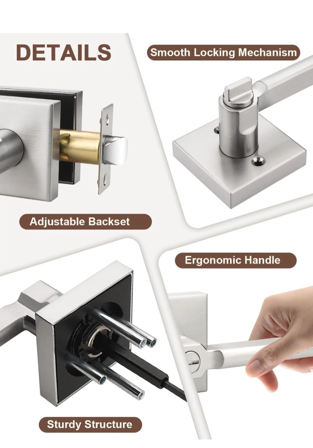 Tinewa Brushed Nickel Door Handles - 6 Pack 6PF - photo 4