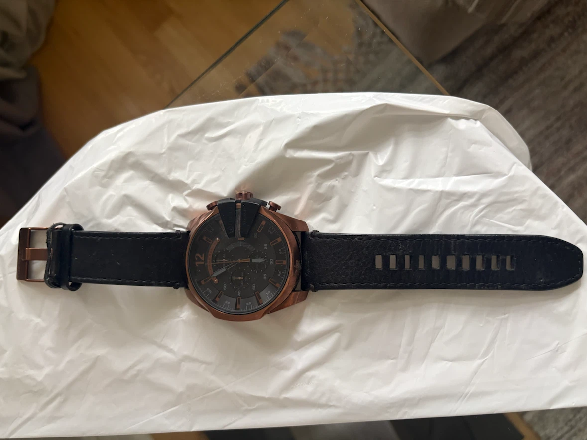 Diesel Men's Watch - Black Leather Strap, Rose Gold Tone Case - photo 3