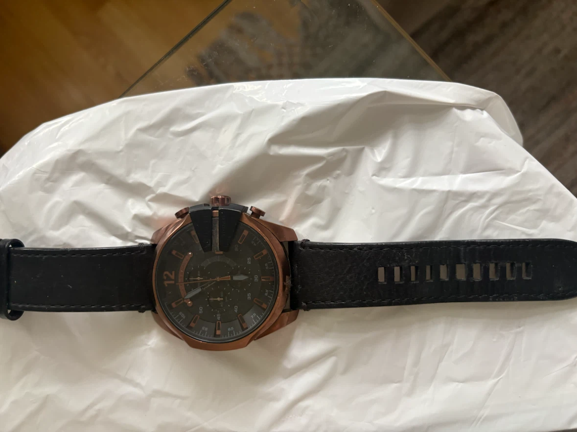 Diesel Men's Watch - Black Leather Strap, Rose Gold Tone Case - photo 4