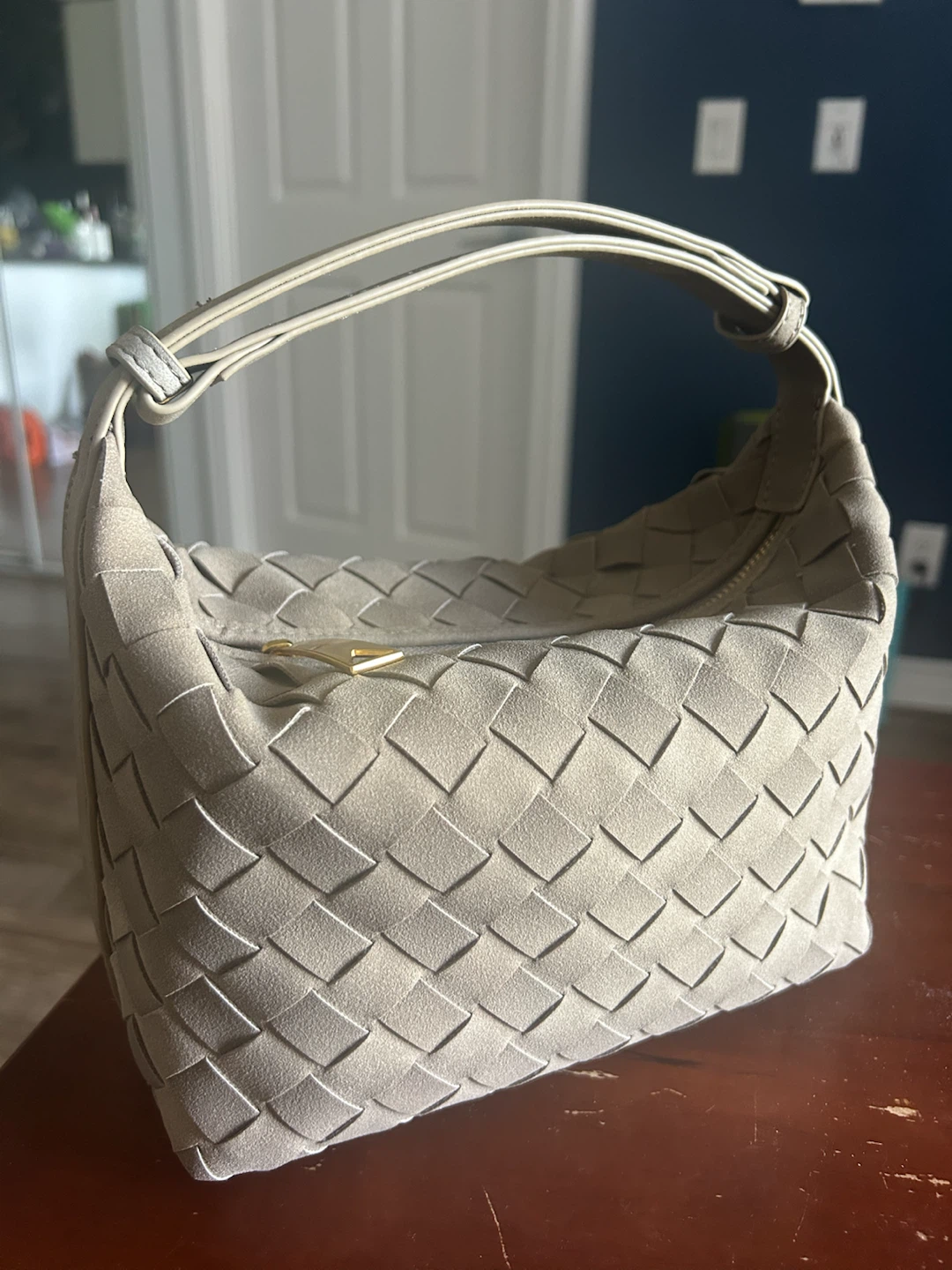 Grey Woven Shoulder Bag