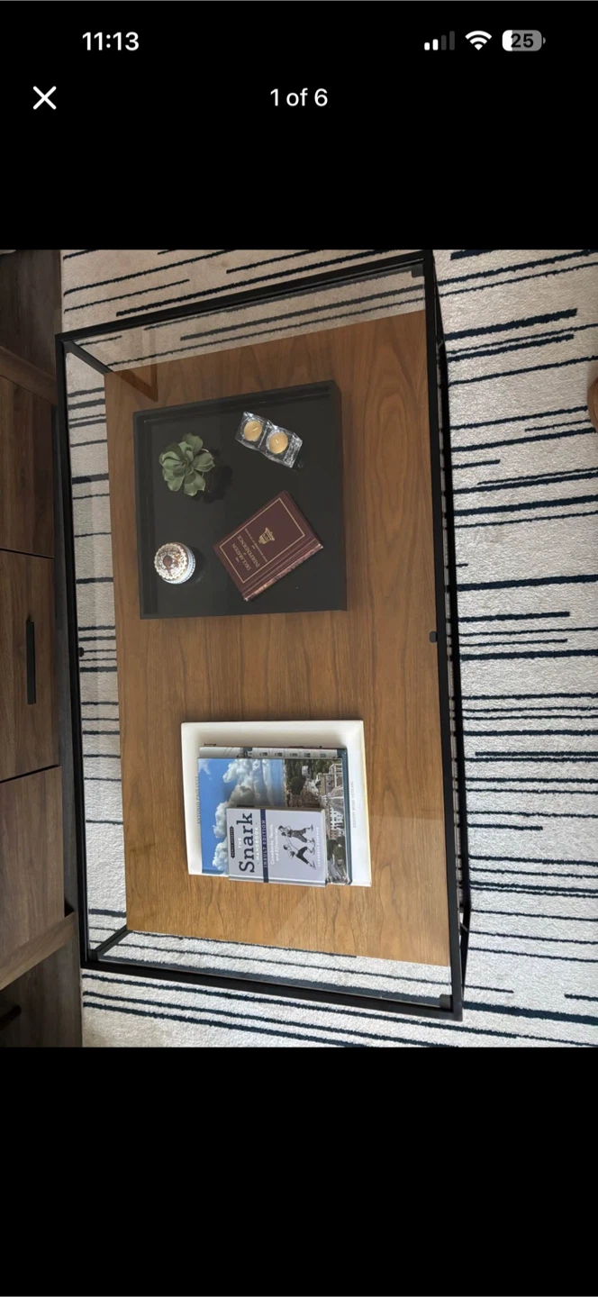 Structube Wood and Glass Coffee Table with Drawer - photo 4