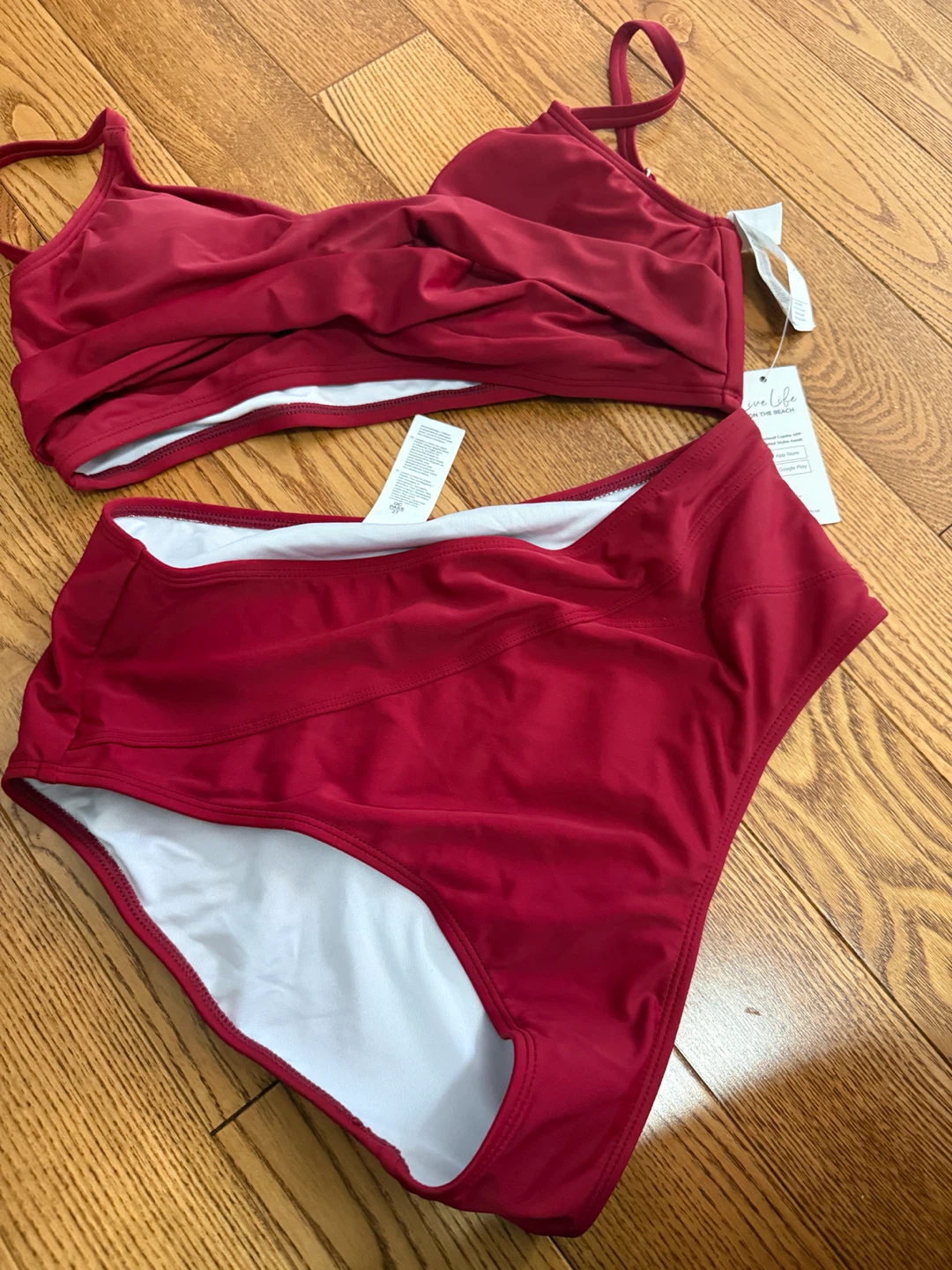 Cupshe Burgundy Twist High Waist Bikini Set (Brand new, M) - photo 2