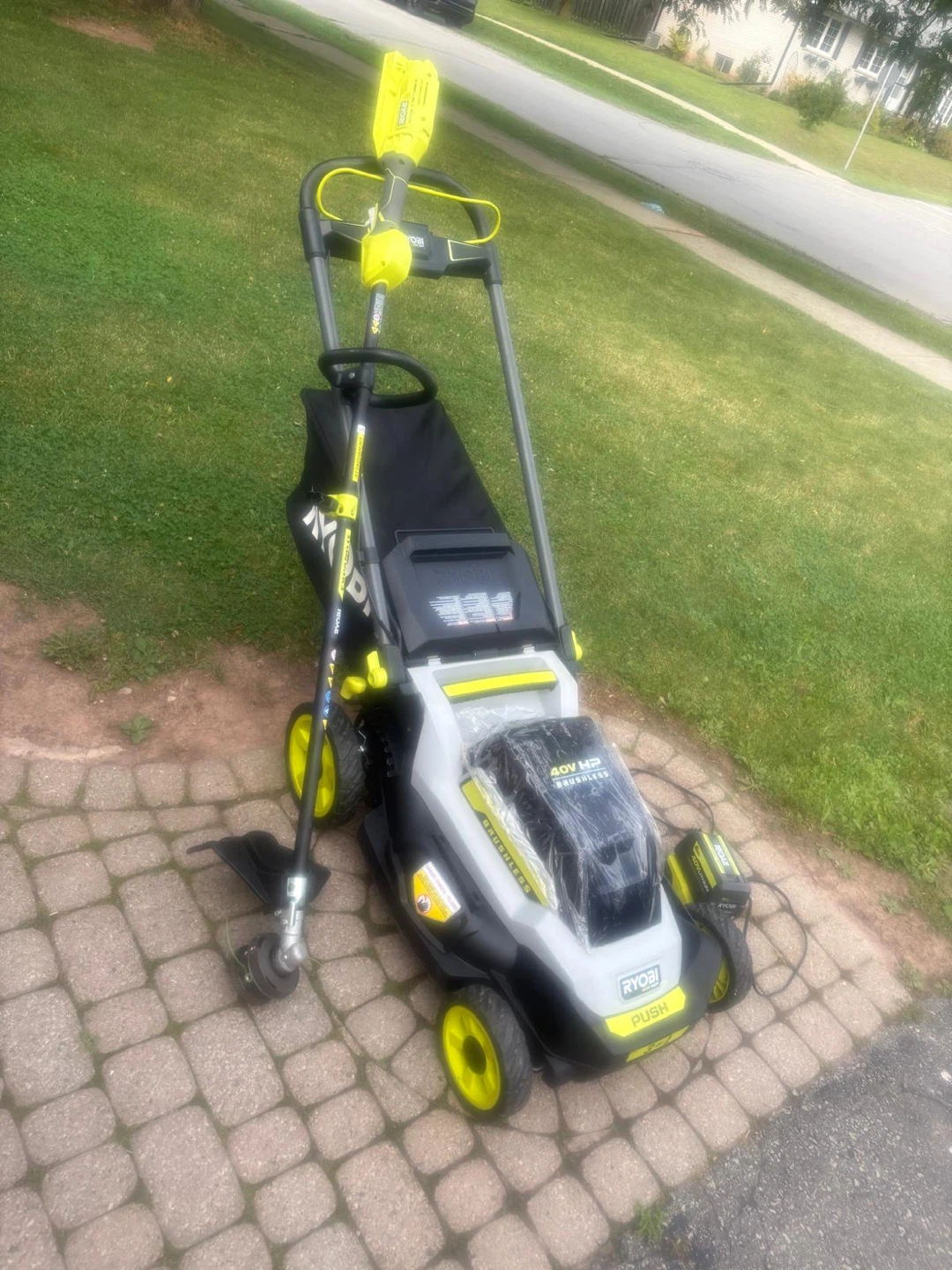 Ryobi 40V HP Brushless Push Lawn Mower & String Trimmer Combo