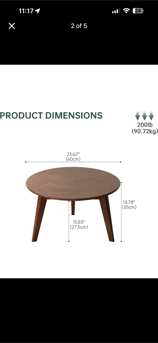 Solid Wood Round Coffee Table - photo 2
