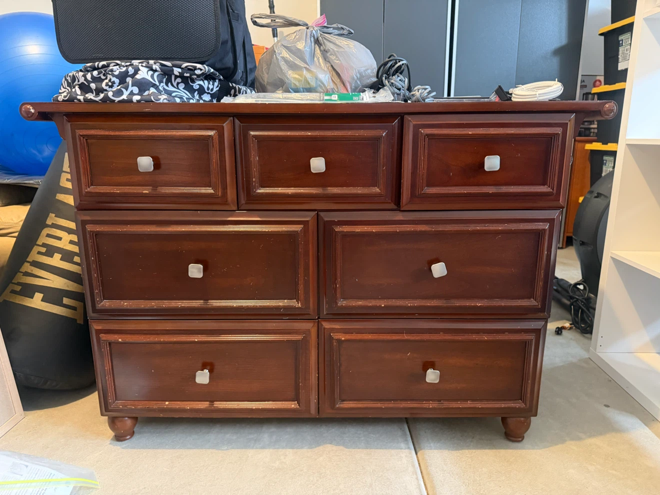 Dark Wood Dresser with 7 Drawers