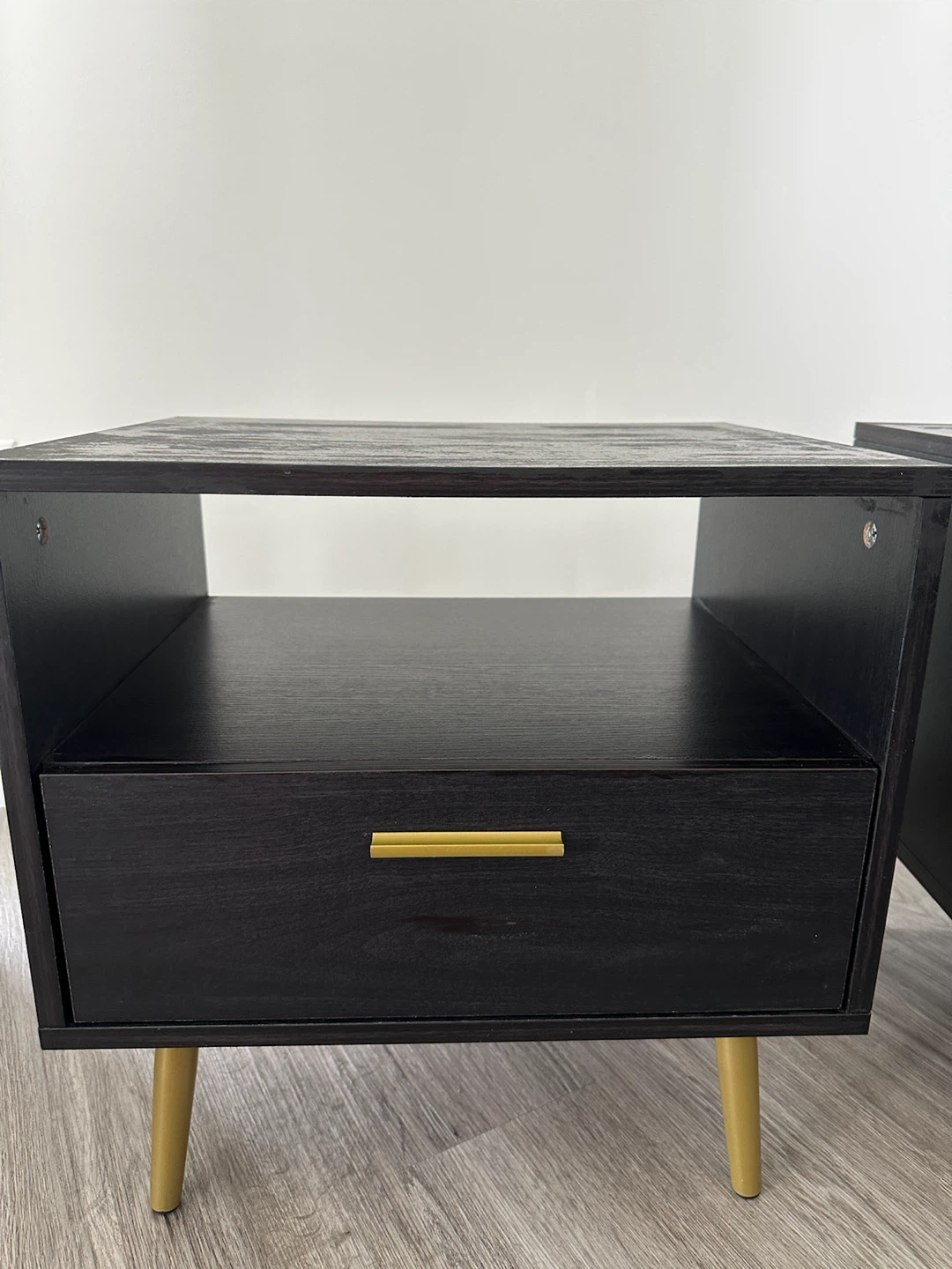 Black nightstands (2) with golden legs - photo 2