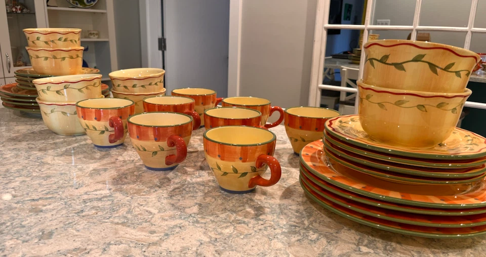 Hand-Painted German Ceramic Dinnerware Set