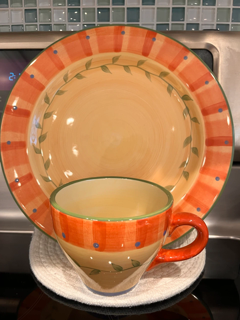 Hand-Painted German Ceramic Dinnerware Set - photo 3