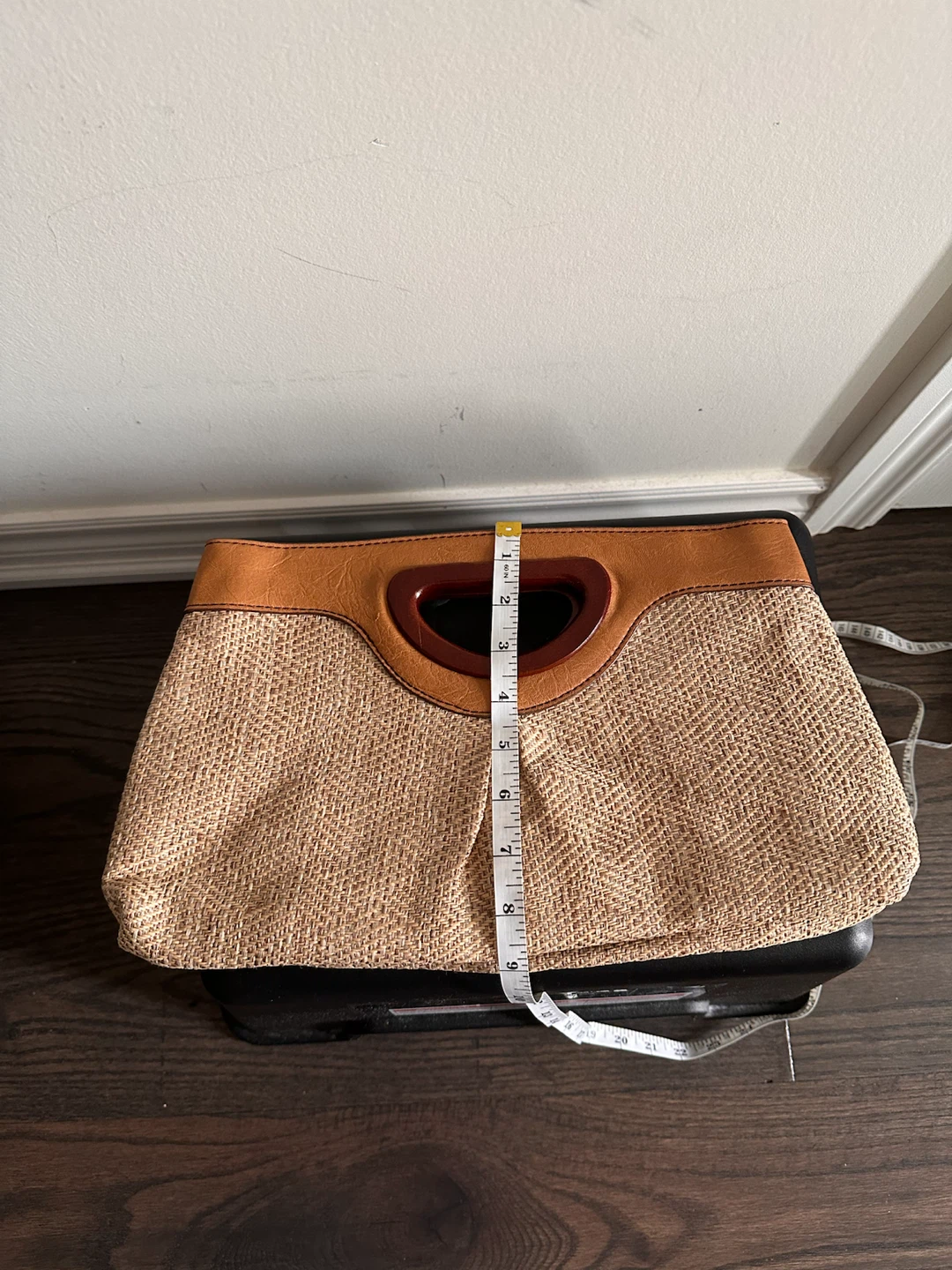 Straw and Faux Leather Clutch Handbag - photo 2