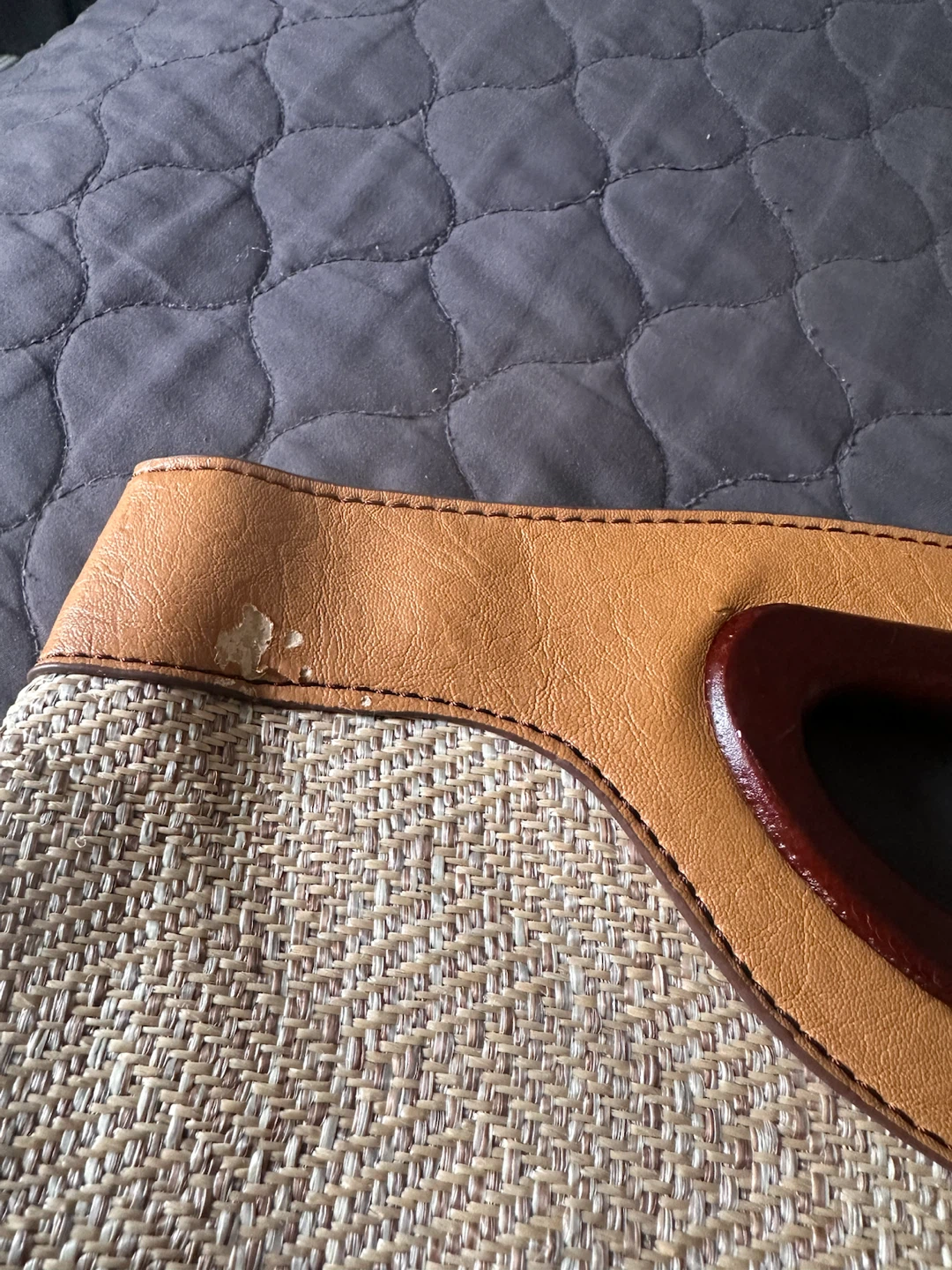 Straw and Faux Leather Clutch Handbag - photo 5