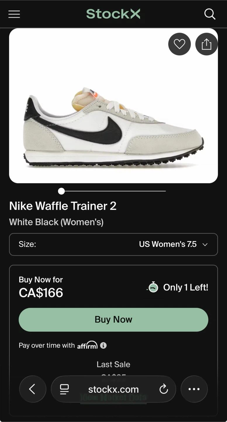 Nike Waffle Trainer 2 White Black Women's US 7.5