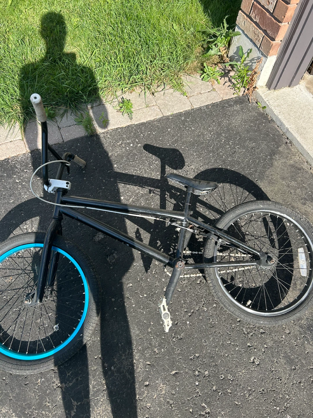 Black BMX Bike with Blue Rims