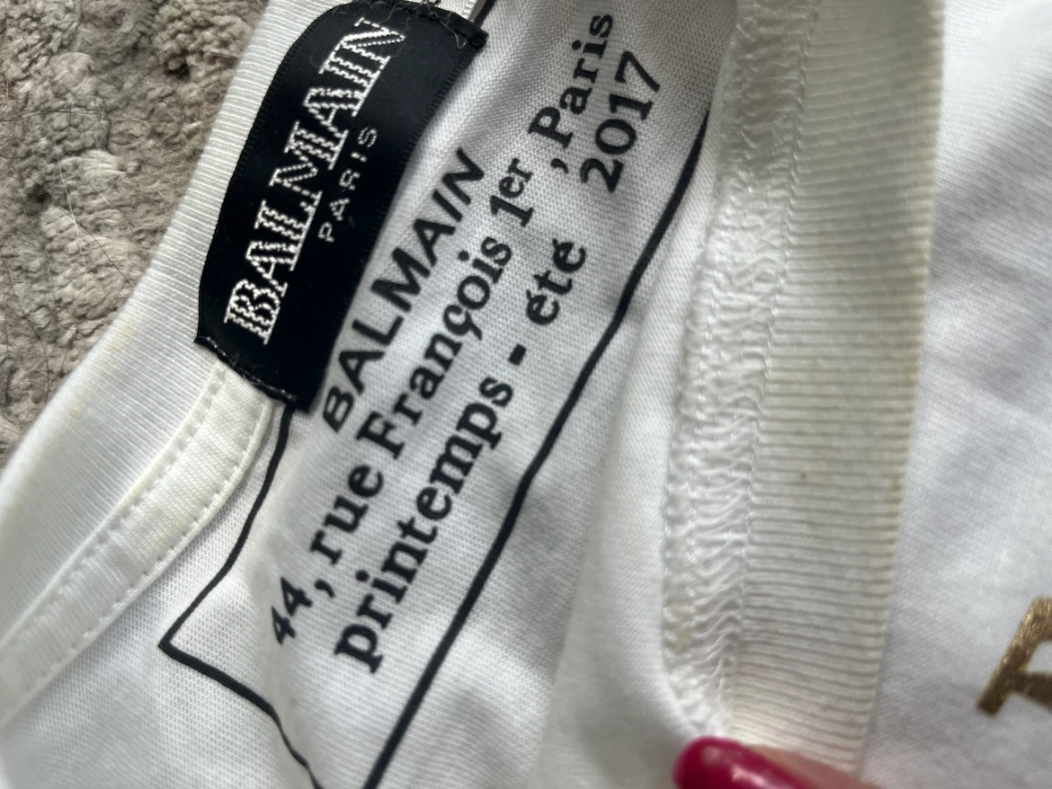 Balmain Paris White T-Shirt with Gold Logo - photo 2