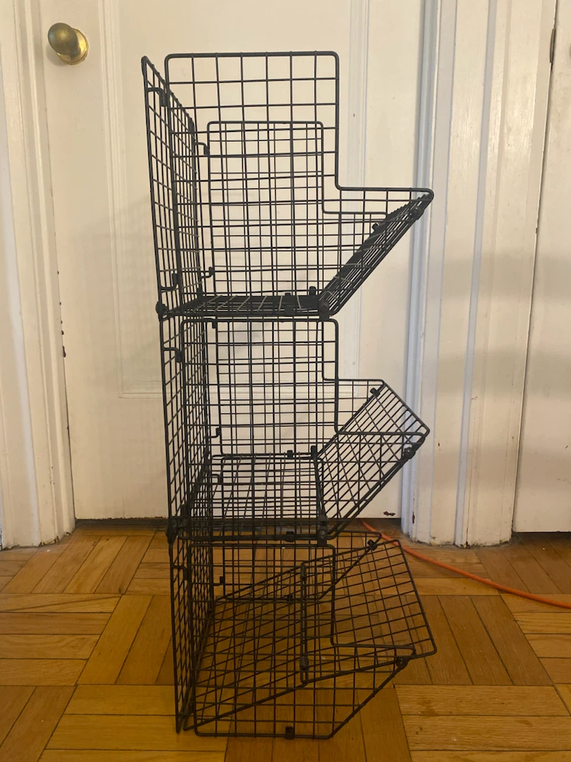 Black 3-Tier Wire Basket Storage Unit - photo 2