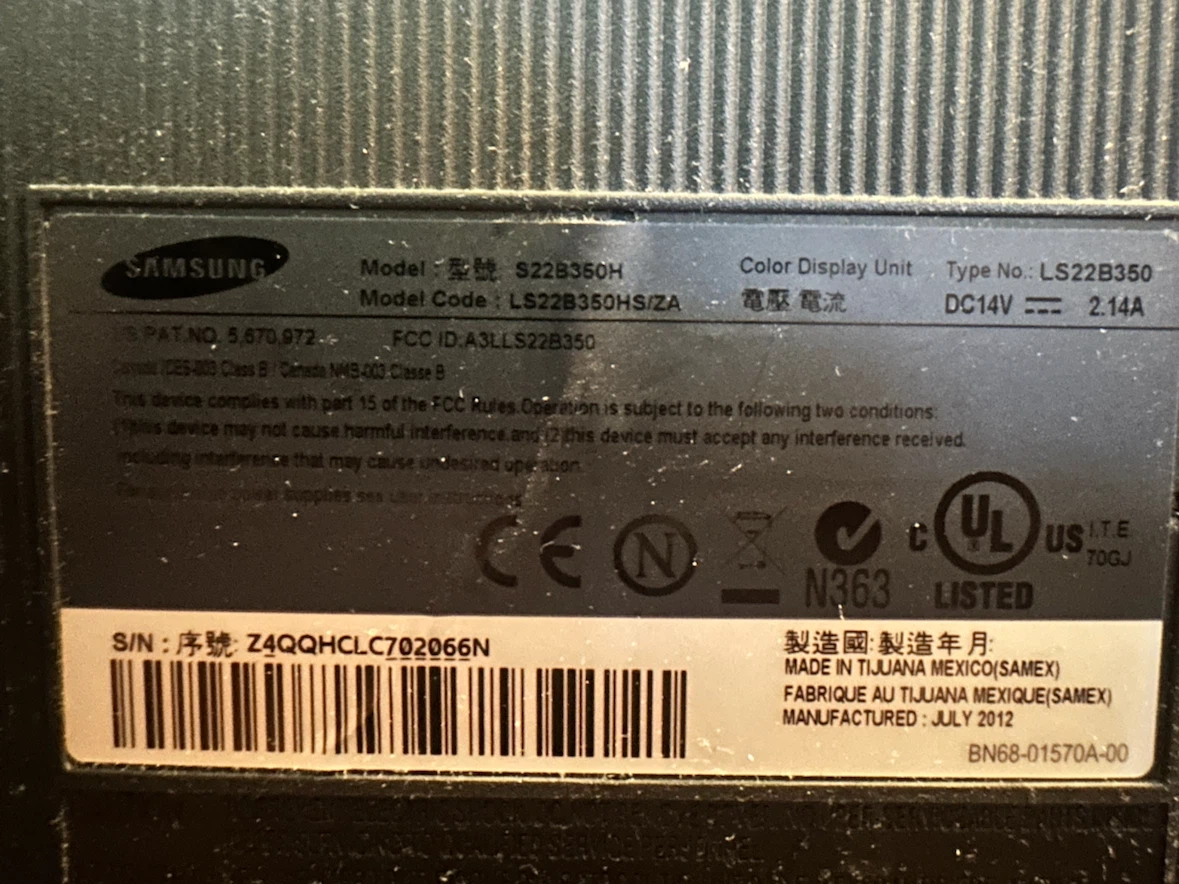 Samsung Monitor 22’ HDMI with Power Adapter - photo 2