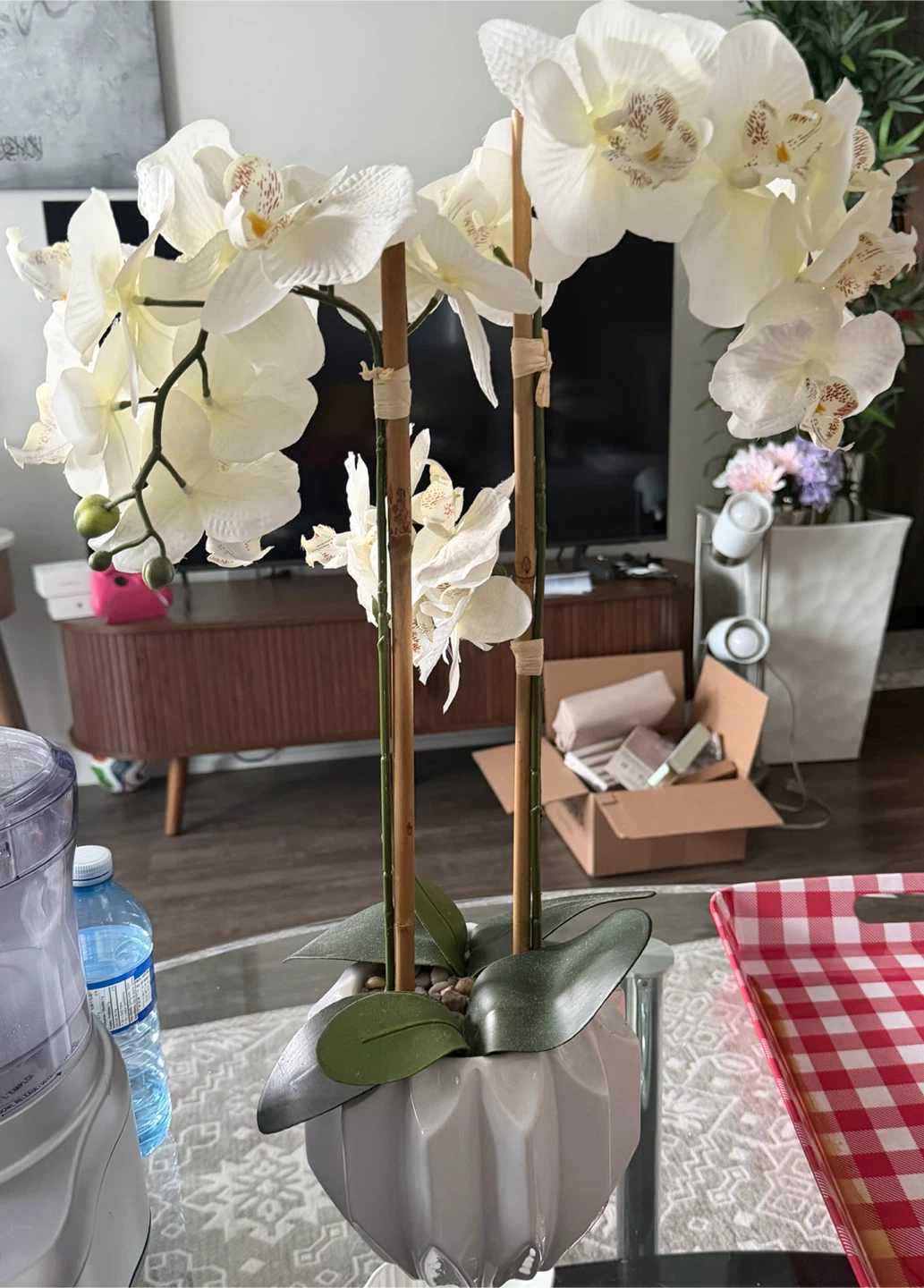White Faux Orchid Plant